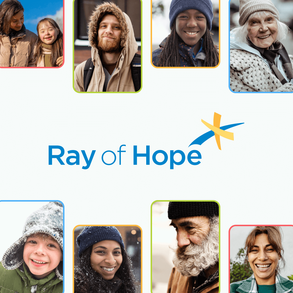 Ray of Hope nonprofit rebranding by Anchor Marketing featuring new logo, website design, and messaging for faith-based community outreach